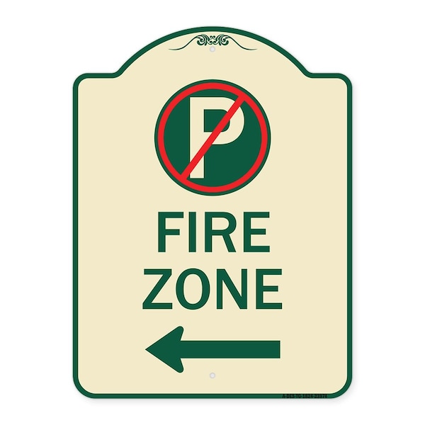 Signmission Fire Zone No Parking and Left Arrow Heavy-Gauge Aluminum Sign, 24" x 18", TG-1824-23974 A-DES-TG-1824-23974 - main
